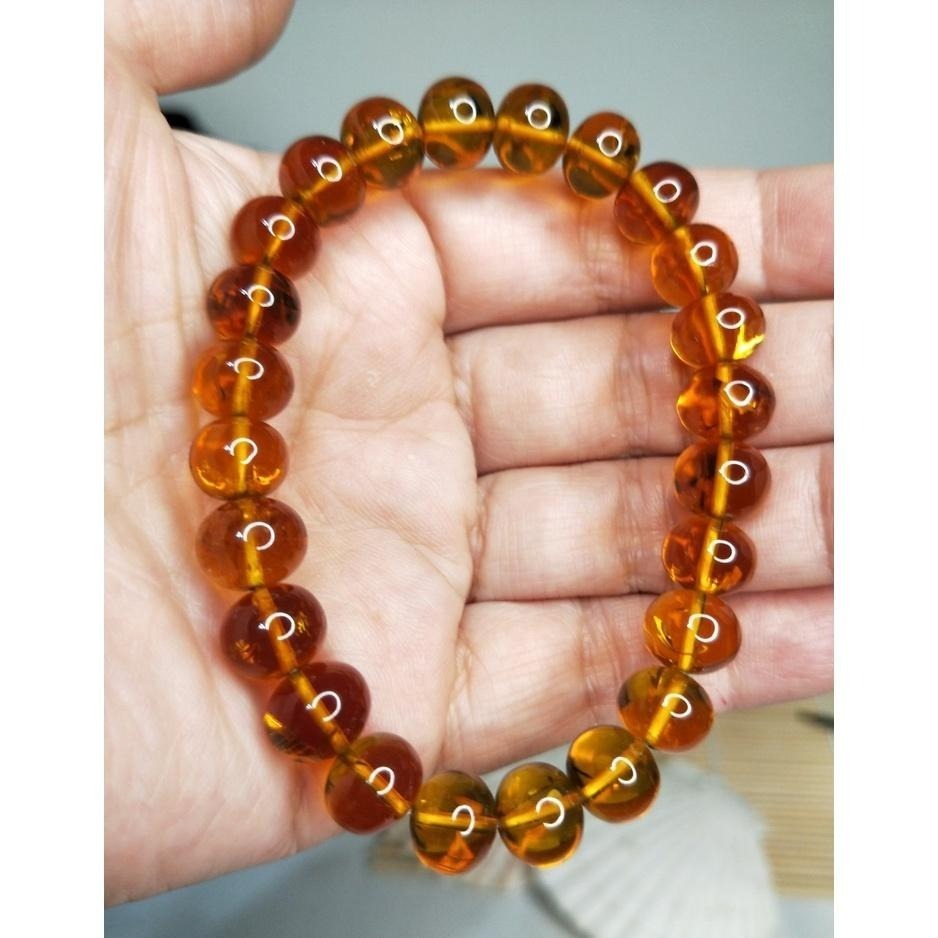 (現貨) 天然西露天撫順琥珀手珠 高品豆油紅淨水撫順琥珀手串 非二代 非塑料 非壓制-細節圖4