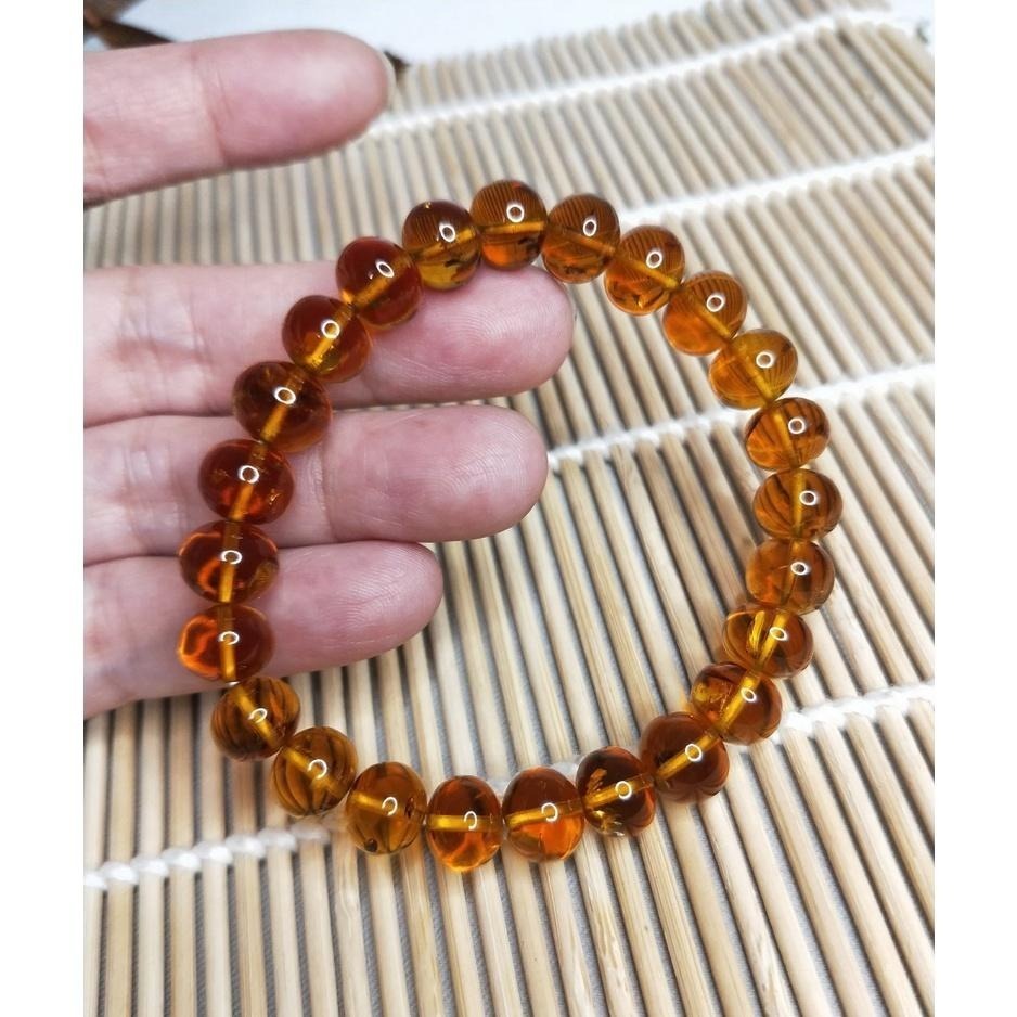 (現貨) 天然西露天撫順琥珀手珠 高品豆油紅淨水撫順琥珀手串 非二代 非塑料 非壓制-細節圖5