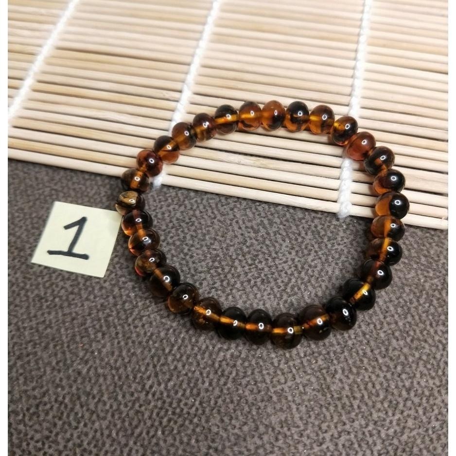 (現貨) 天然西露天撫順琥珀7+mm手珠 老礦帶綠膜撫順琥珀手串 非二代 非塑料 非壓制-細節圖4