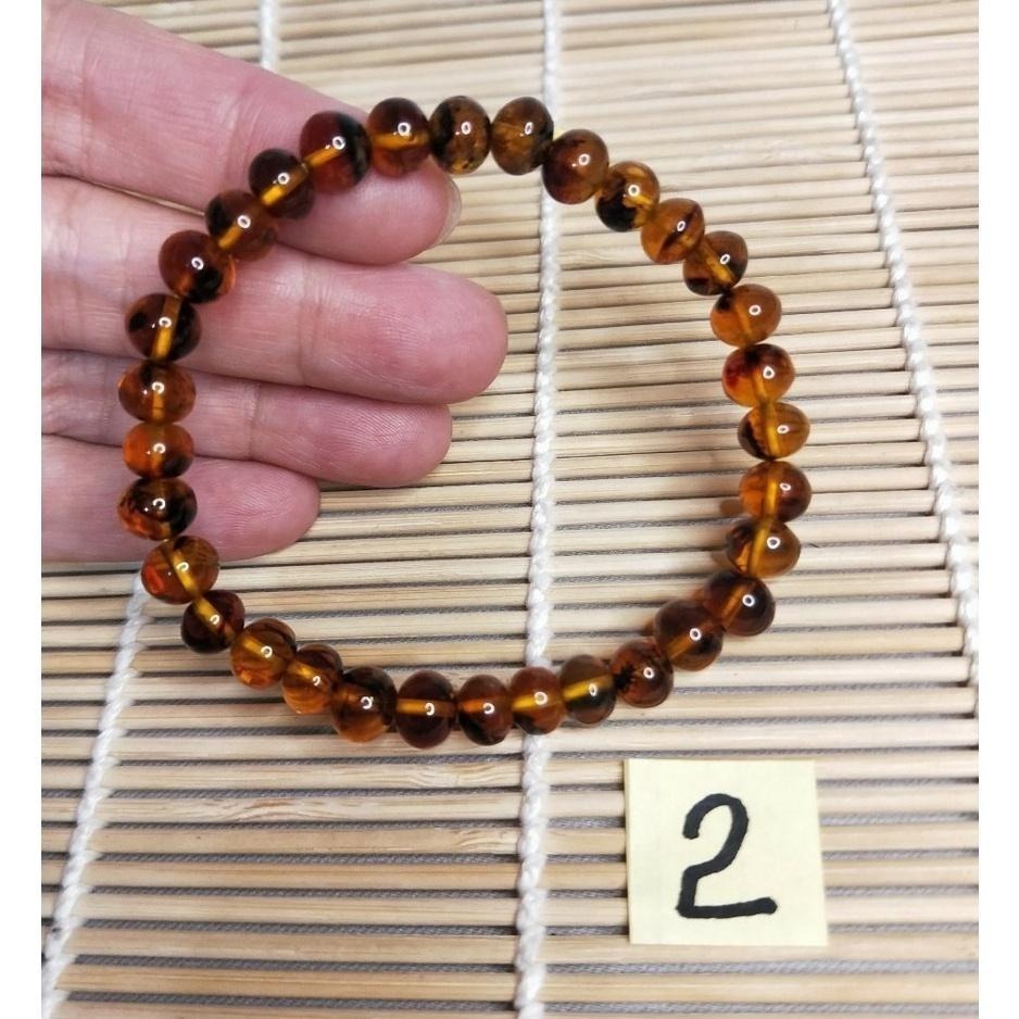 (現貨) 天然西露天撫順琥珀7+mm手珠 老礦帶綠膜撫順琥珀手串 非二代 非塑料 非壓制-細節圖5