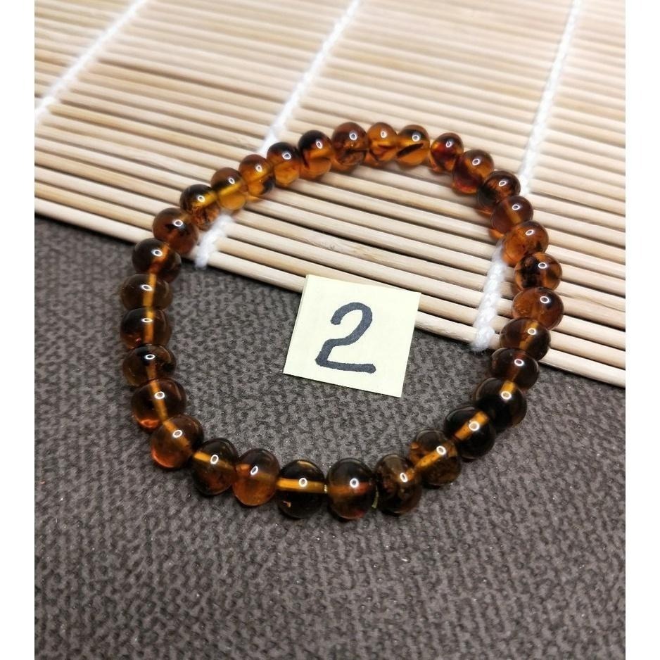 (現貨) 天然西露天撫順琥珀7+mm手珠 老礦帶綠膜撫順琥珀手串 非二代 非塑料 非壓制-細節圖6