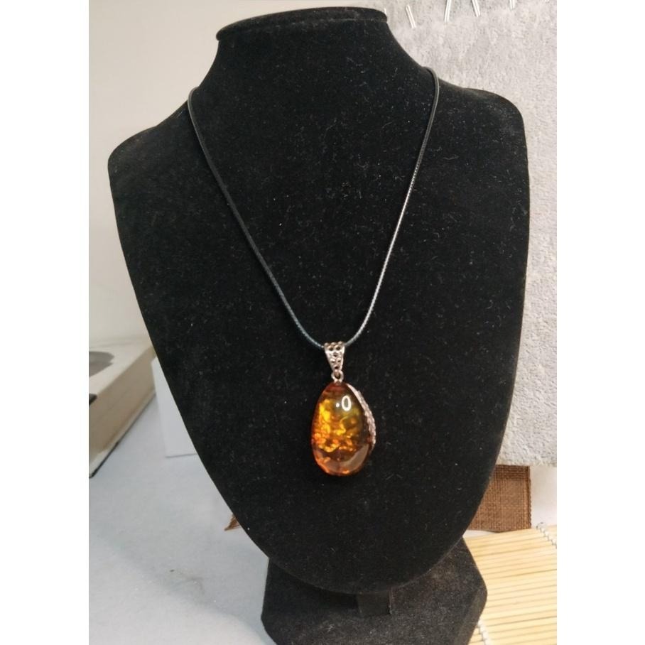 (現貨) 天然波羅的琥珀蜜蠟-水滴型冰片金珀吊墜 925銀扣頭 非二代 非塑料 非粉壓-細節圖4