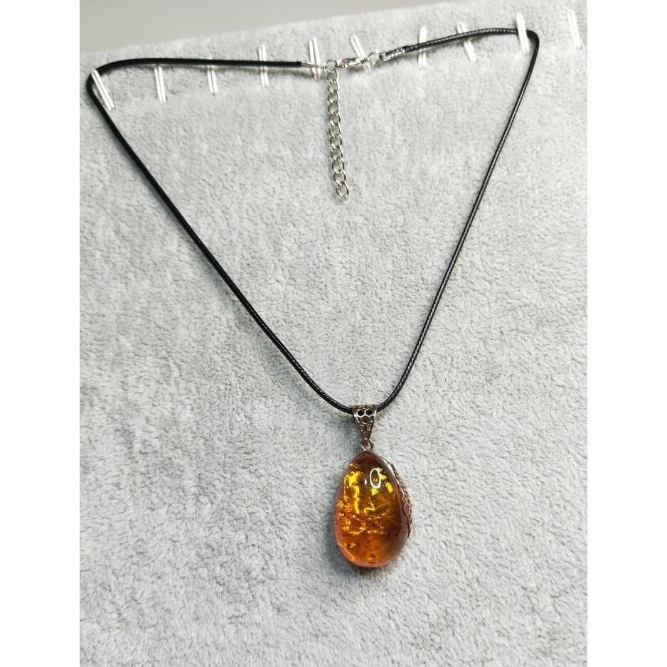 (現貨) 天然波羅的琥珀蜜蠟-水滴型冰片金珀吊墜 925銀扣頭 非二代 非塑料 非粉壓-細節圖7