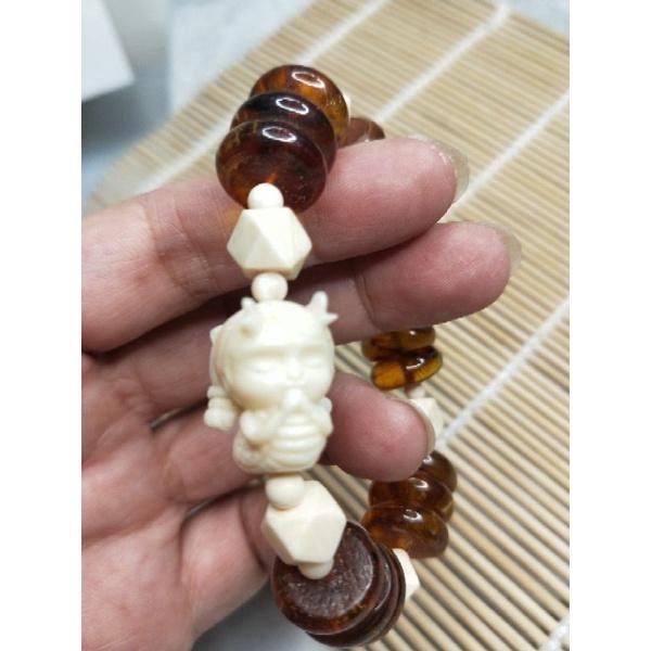 (現貨) 天然波羅的海琥珀/猛獁象牙手串 小龍女象牙手串 無漂白 非二代  非壓制-細節圖6