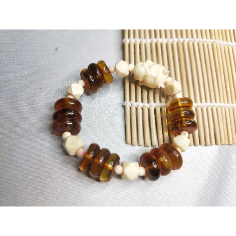 (現貨) 天然波羅的海琥珀/猛獁象牙手串 小龍女象牙手串 無漂白 非二代  非壓制-細節圖9