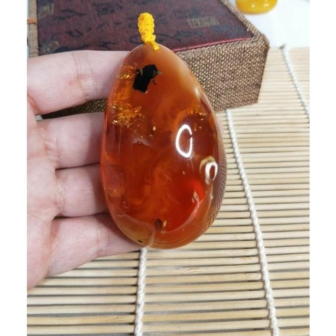 (現貨) 附台證 天然波羅的海琥珀蜜蠟紅蠟吊墜 收藏級深礦料紅蠟大吊墜 非二代 非塑料 非壓制-細節圖2