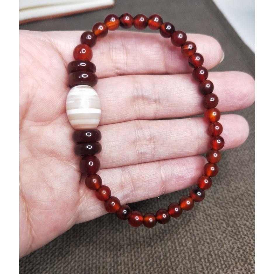 (現貨) 天然深紅血阿卡血珠紅藥師珠手珠 藏寶聖高品天眼珠手珠-細節圖4