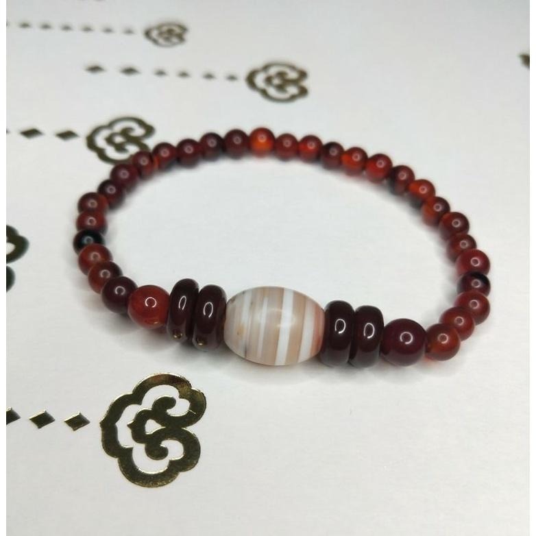 (現貨) 天然深紅血阿卡血珠紅藥師珠手珠 藏寶聖高品天眼珠手珠-細節圖8