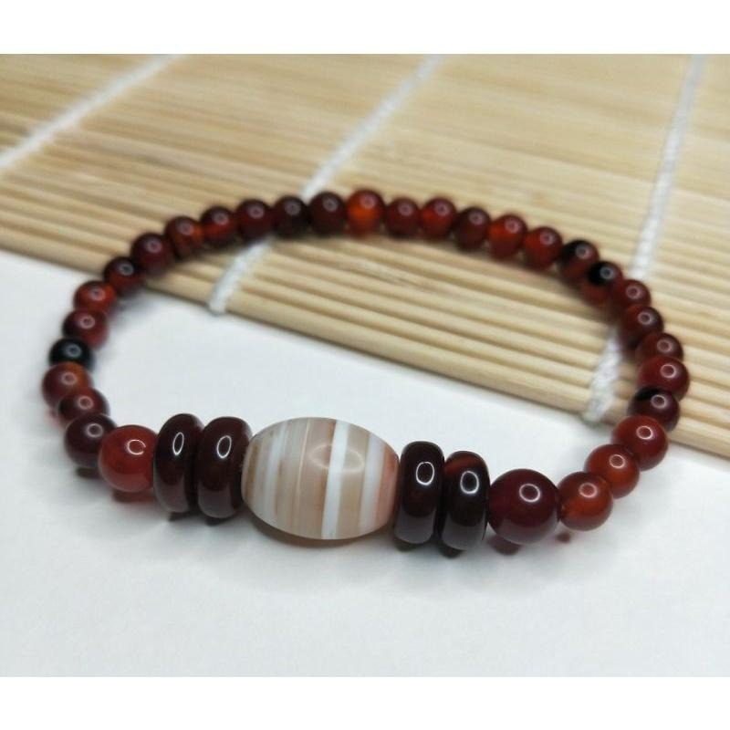 (現貨) 天然深紅血阿卡血珠紅藥師珠手珠 藏寶聖高品天眼珠手珠-細節圖9