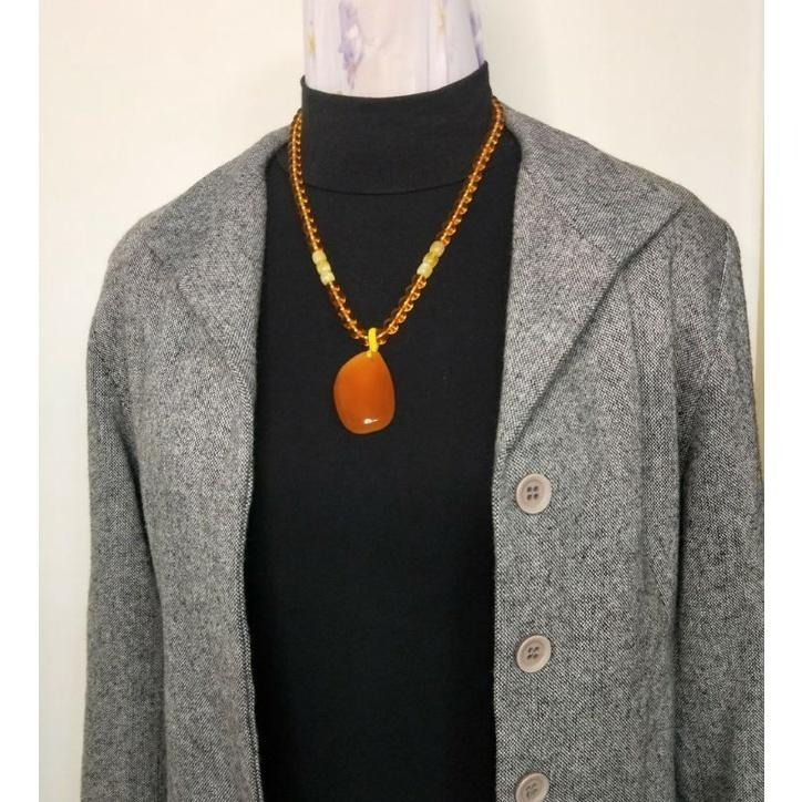 (現貨) 天然波羅的海琥珀蜜蠟 深礦料紅蠟吊墜項鍊 帶原皮紅蠟項鍊 非二代 非塑料 非壓制-細節圖4