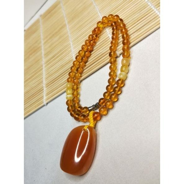 (現貨) 天然波羅的海琥珀蜜蠟 深礦料紅蠟吊墜項鍊 帶原皮紅蠟項鍊 非二代 非塑料 非壓制-細節圖9