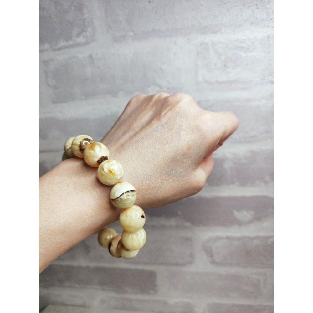 (現貨) 天然波羅的海琥珀蜜蠟 15mm白花蠟手珠 高品收藏稀有白蜜蠟手串 非二代 非塑料 非壓制-細節圖3