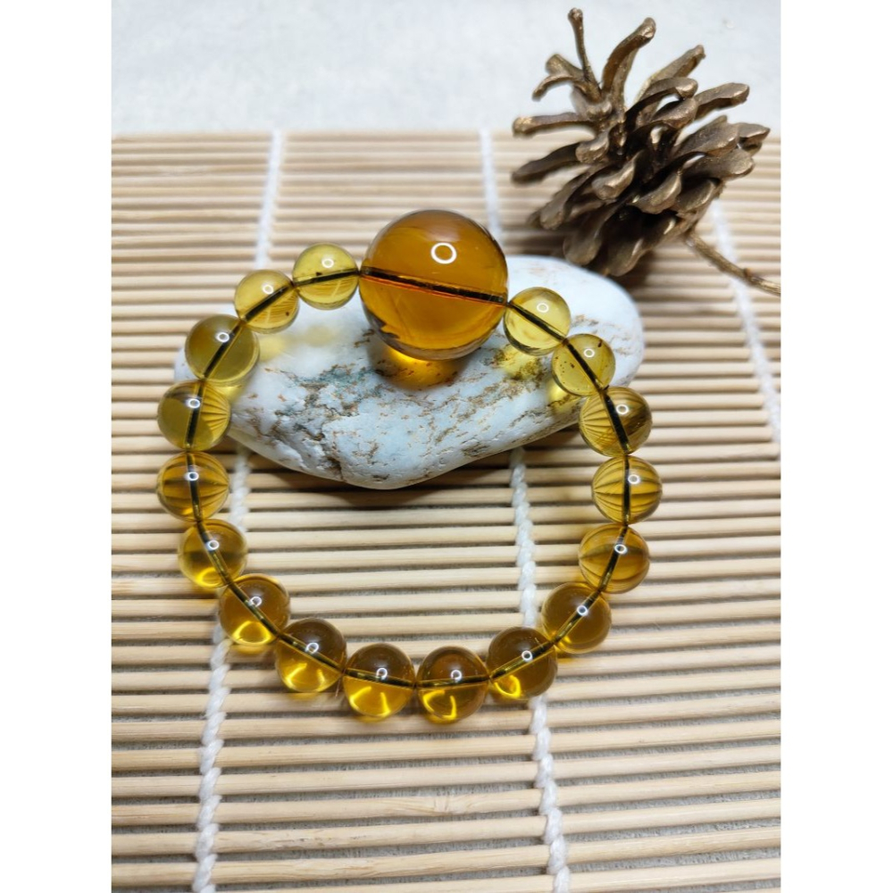 (現貨) 天然墨西哥藍珀設計款手珠 設計款墨西哥藍珀手串 非二代 非塑料 非壓制-細節圖6