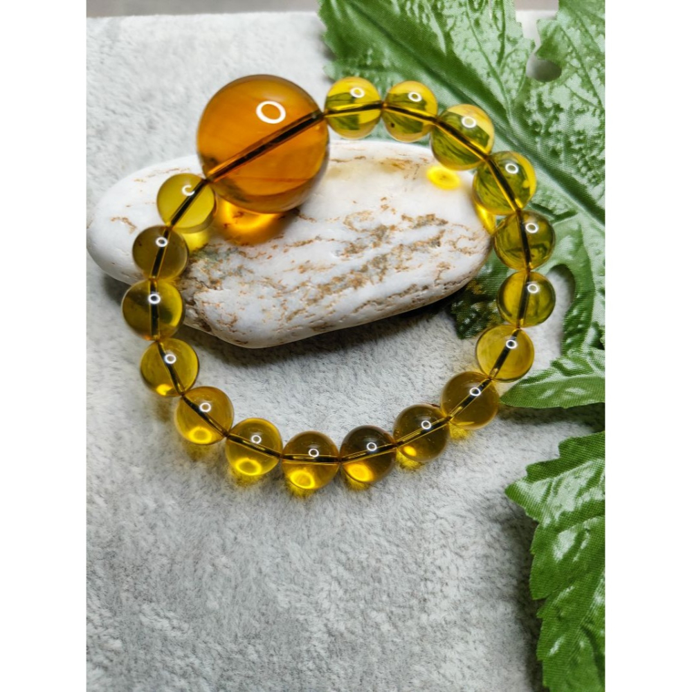 (現貨) 天然墨西哥藍珀設計款手珠 設計款墨西哥藍珀手串 非二代 非塑料 非壓制-細節圖9