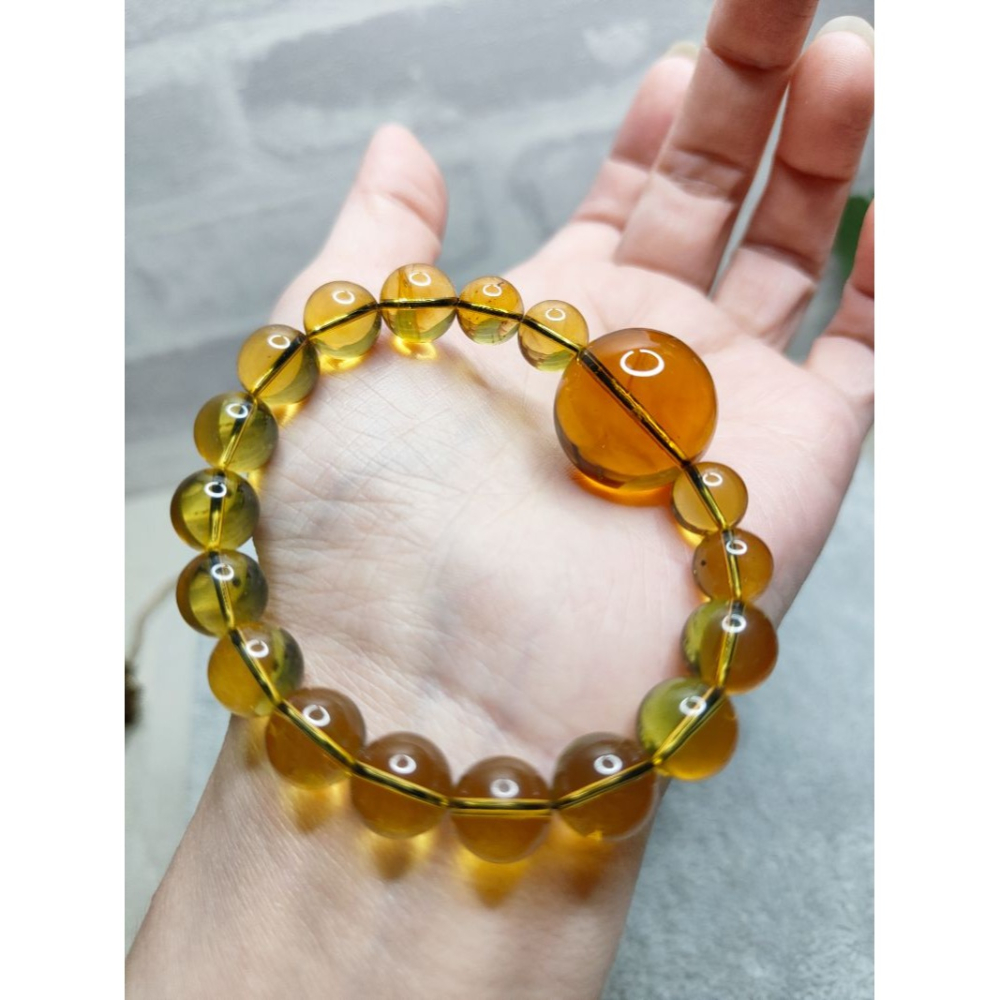 (現貨) 天然墨西哥藍珀設計款手珠 設計款墨西哥藍珀手串 非二代 非塑料 非壓制-細節圖10