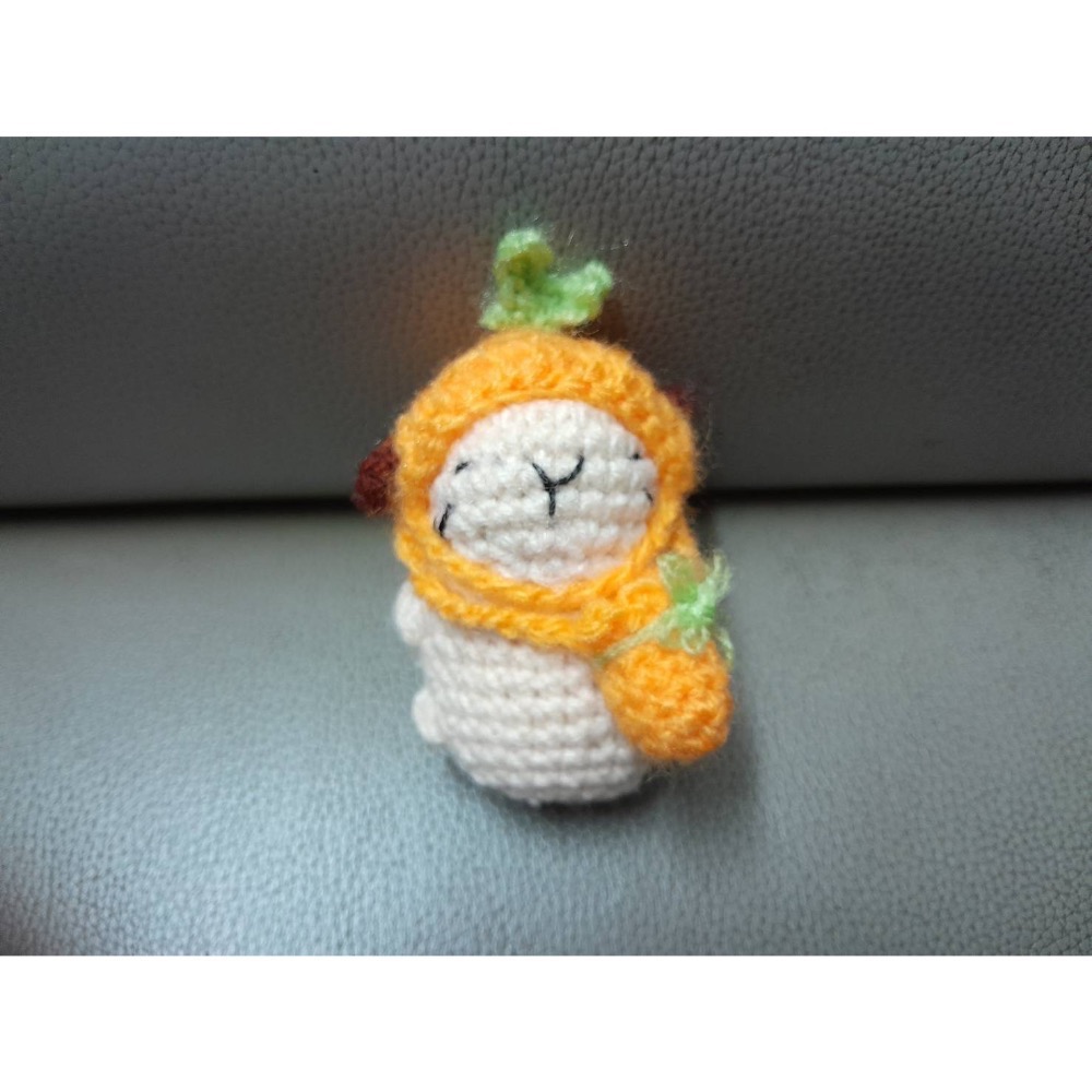 卡皮巴拉與小橘子/水豚君頭頂橘子/小擺飾/娃娃/純手工毛線紗編織鉤針織-細節圖3