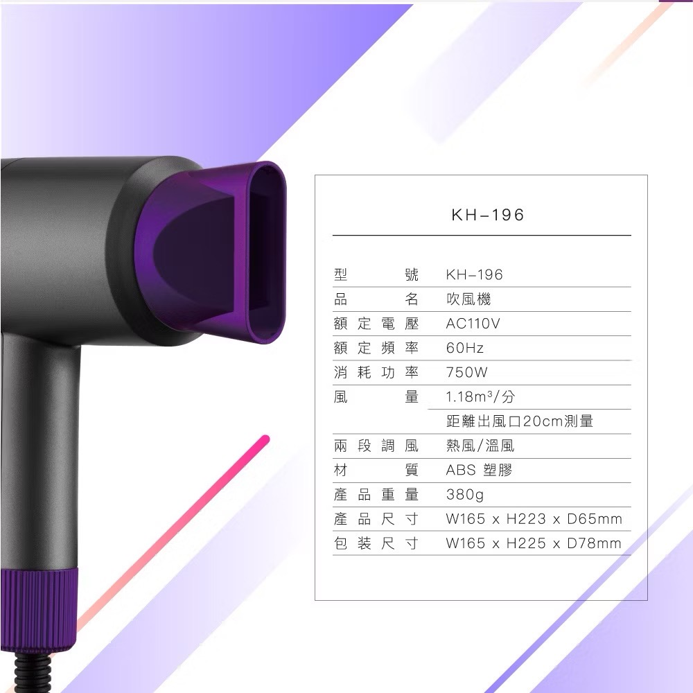 全新KINYO超輕量美型 吹風機 (KH) 二段式溫控 750W-細節圖4