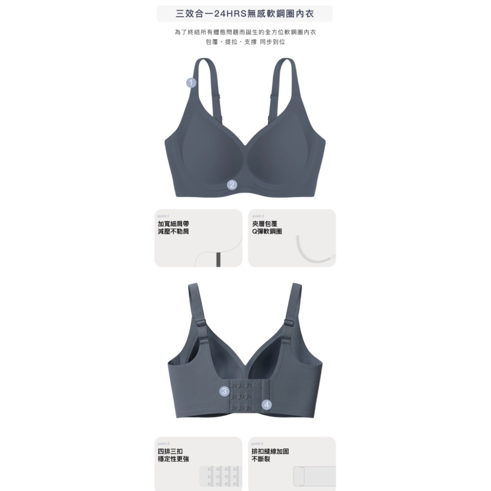 💙三效合一24HRS無感軟鋼圈內衣(包覆款) 💙M號-細節圖4