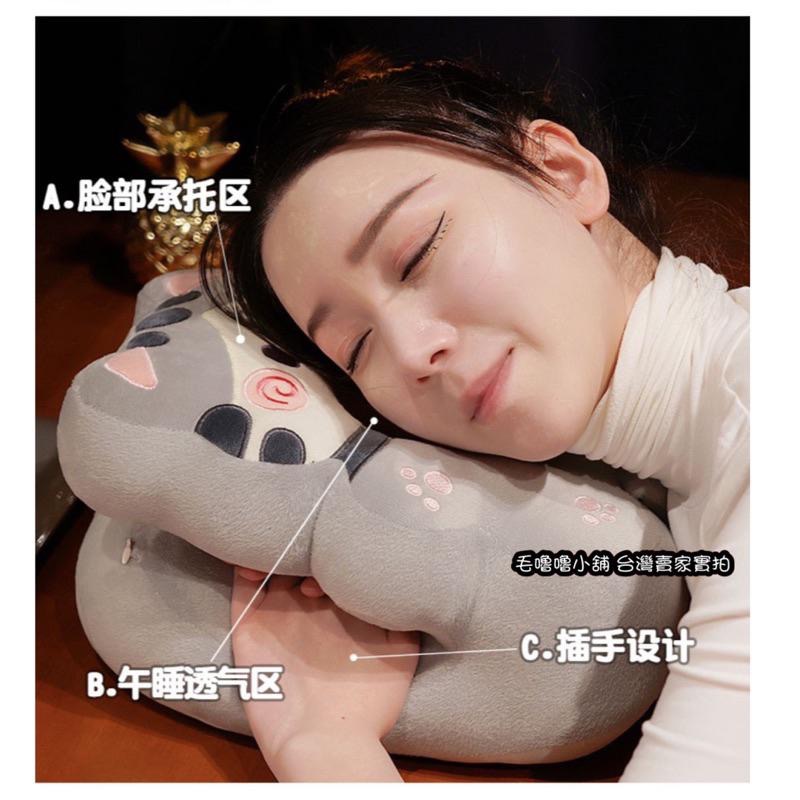 舒適午睡枕❤️貓咪哈士奇粉豬棕熊雙面冰絲午睡枕 趴睡枕 靠墊 幼兒園午睡 小學生午睡枕-細節圖7