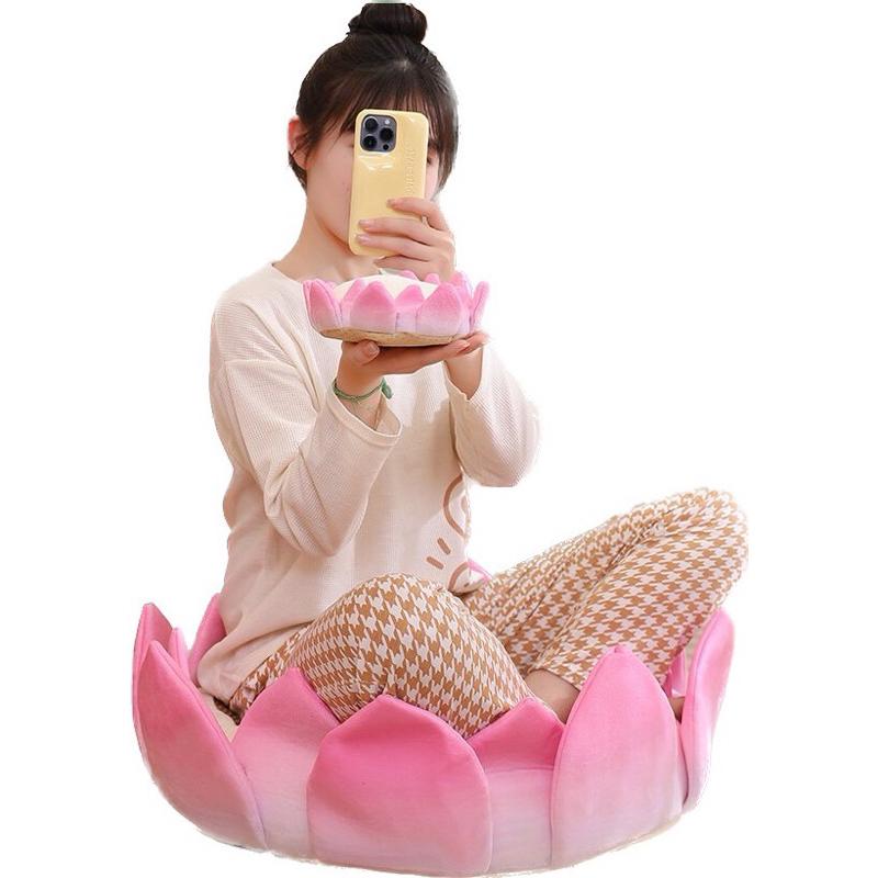 台灣現貨❤️小紅書抖音正版雙面涼感好運蓮蓮 心平氣荷 蓮花坐墊 荷花坐墊 打坐墊 蒲團 靠墊 貓窩 狗窩 涼蓆拍娃道具-細節圖2