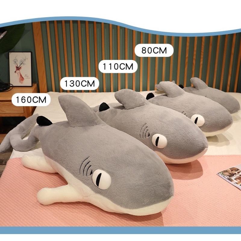 台灣出貨❤️Yogin ㄠ菁鯊鯊貓長條抱枕娃娃 夾腿枕 午睡枕 月亮枕 哺乳枕-細節圖5