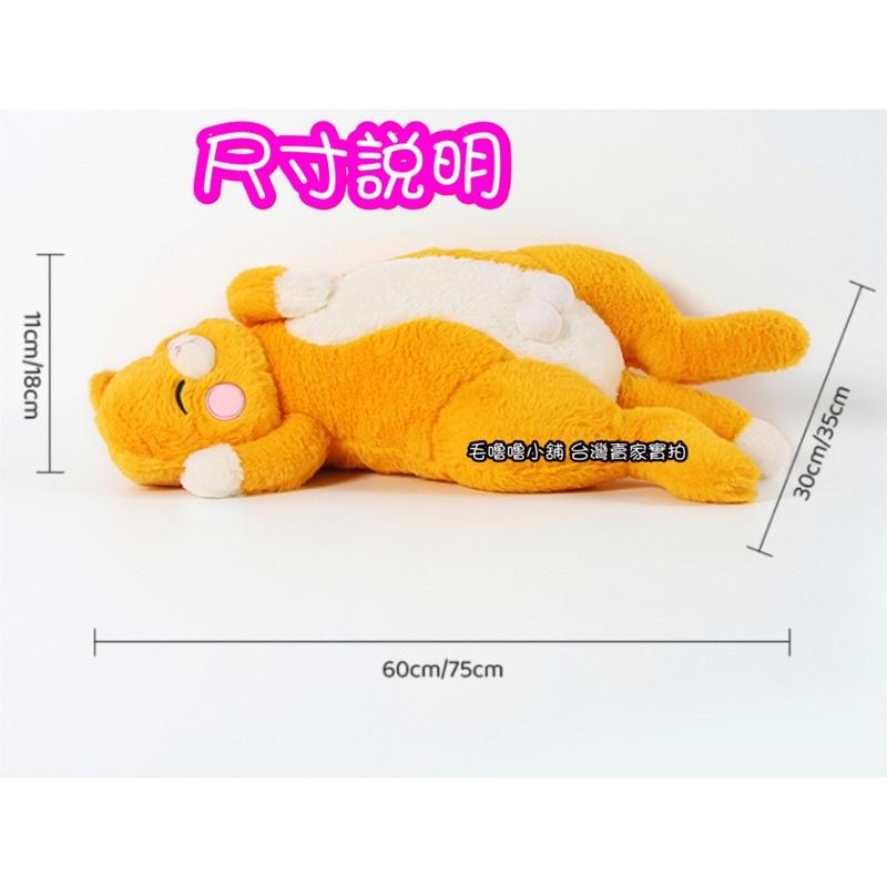 台灣現貨❤️日系慵懶睡覺貓 鈴鐺貓 露蛋貓娃娃 歪頭貓 歪腰貓玩偶 貓長抱枕-細節圖3