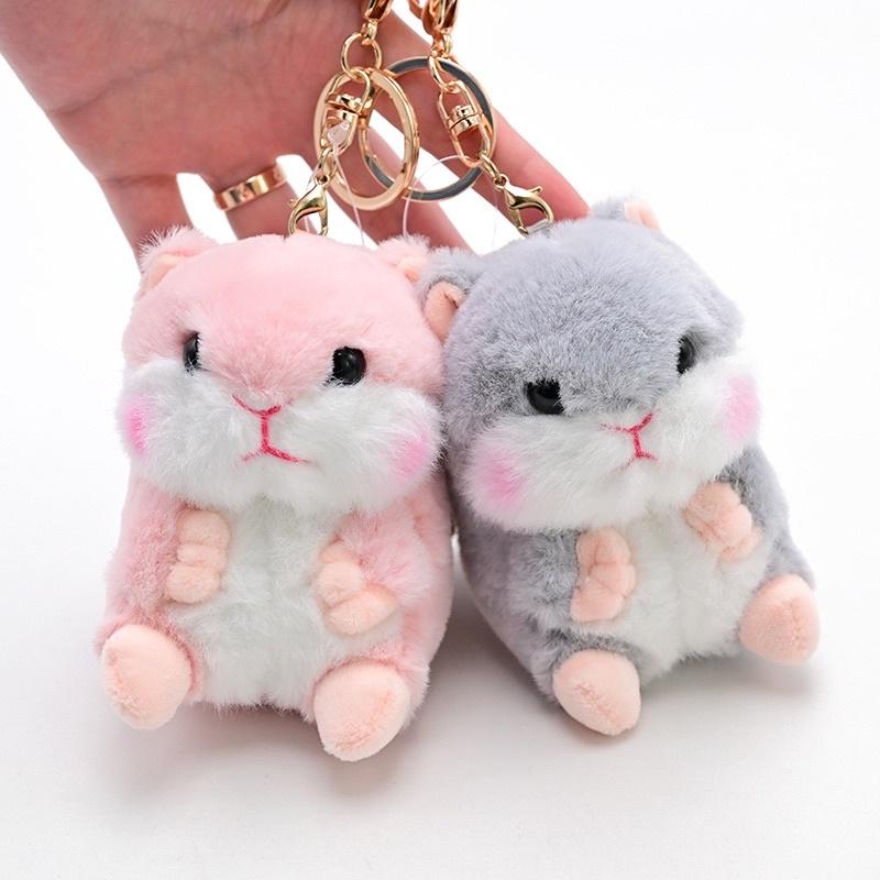 台灣現貨-超萌倉鼠鑰匙圈掛飾後背包掛件吊飾-哈姆太郎天竺鼠抱枕娃娃-細節圖3
