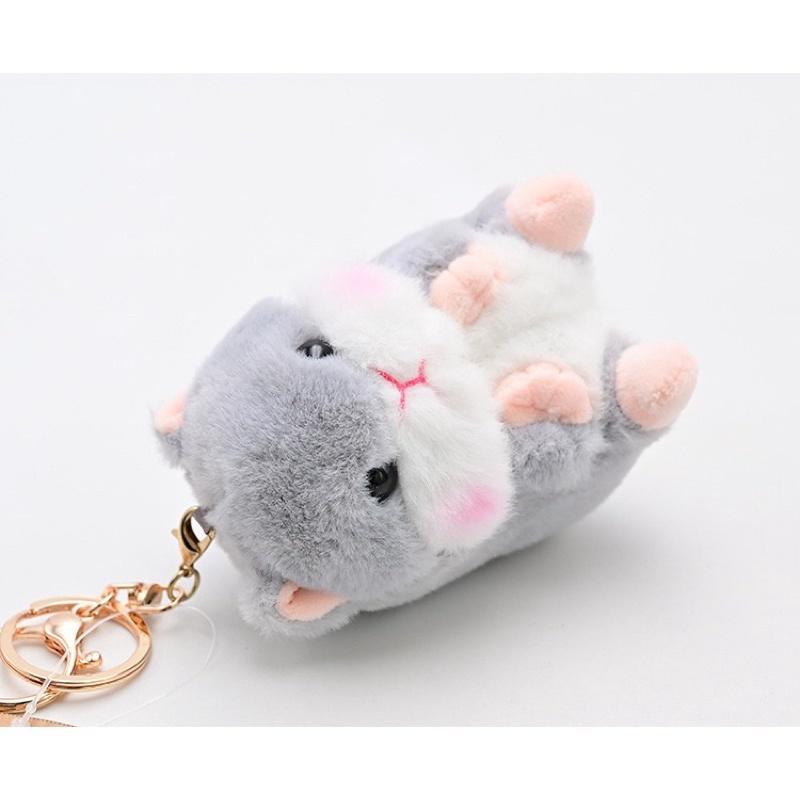 台灣現貨-超萌倉鼠鑰匙圈掛飾後背包掛件吊飾-哈姆太郎天竺鼠抱枕娃娃-細節圖4