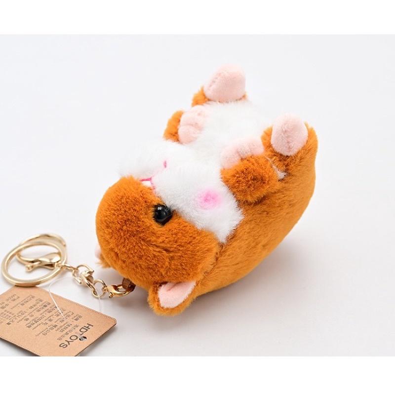 台灣現貨-超萌倉鼠鑰匙圈掛飾後背包掛件吊飾-哈姆太郎天竺鼠抱枕娃娃-細節圖5