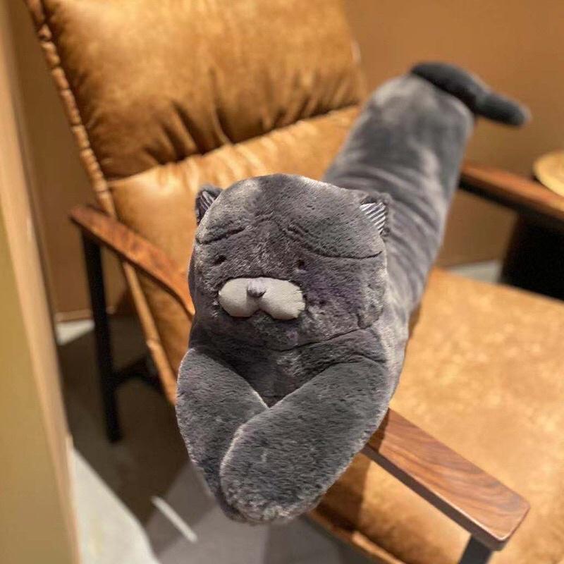 台灣現貨實拍-多款北歐風懶藍貓臘腸狗太陽花抱枕長條抱枕娃娃主子的好朋友-可當哺乳枕月亮枕柴犬狐狸哈士奇熊貓藍手厭世貓-細節圖4