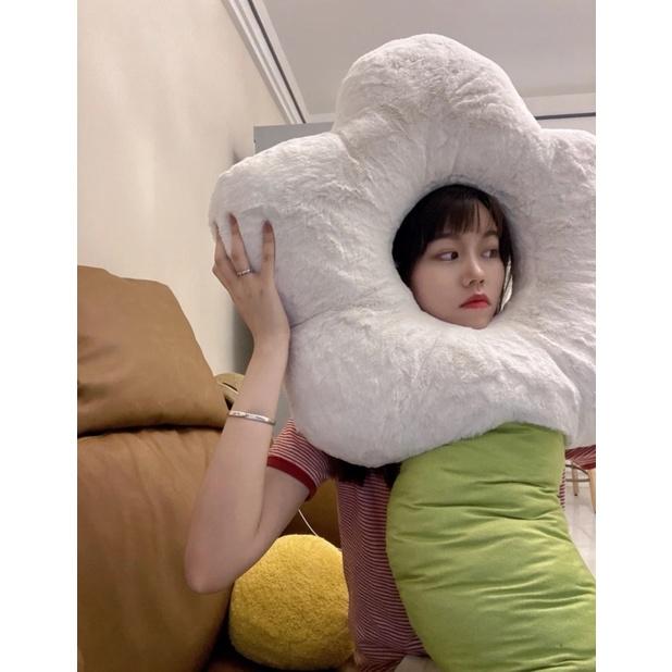 台灣現貨實拍-多款北歐風懶藍貓臘腸狗太陽花抱枕長條抱枕娃娃主子的好朋友-可當哺乳枕月亮枕柴犬狐狸哈士奇熊貓藍手厭世貓-細節圖7