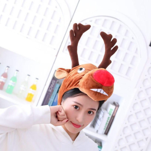 台灣出貨❤️聖誕麋鹿造型頭套帽子-聖誕表演舞會交換禮物直播必備
