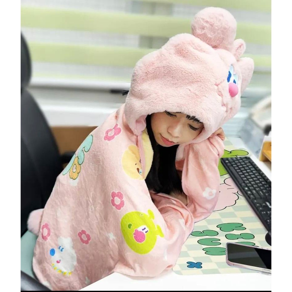 KINGJUN造型連帽毛毯 蠢免造型連帽毛毯-細節圖2