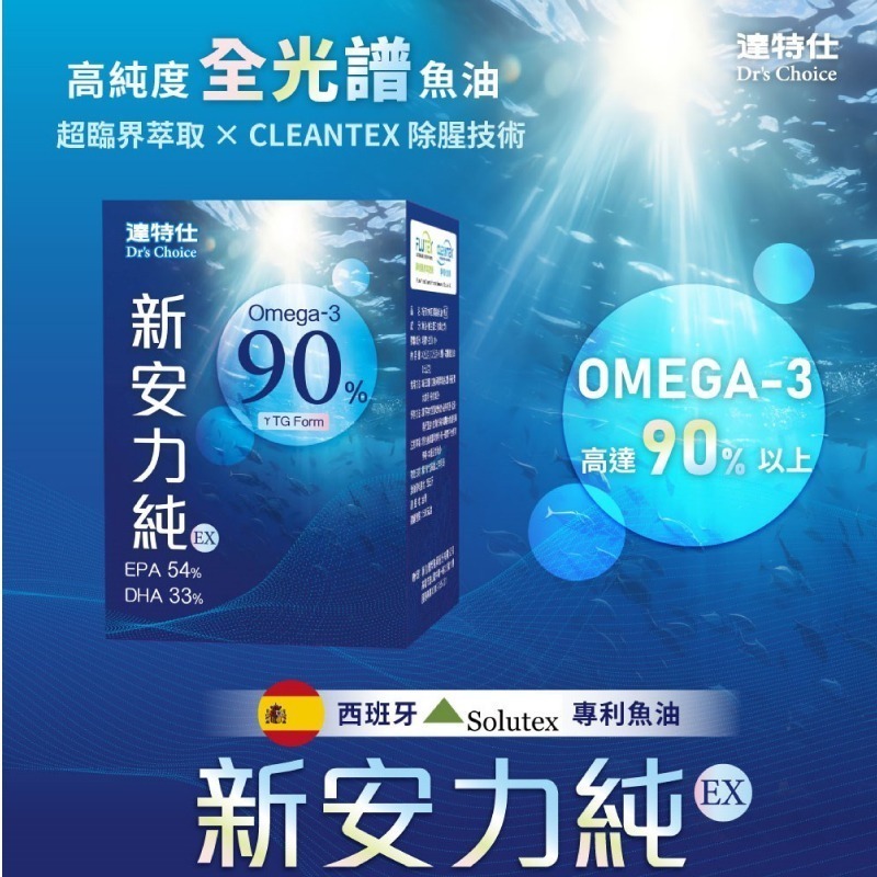 達特仕 新安力純EX 精純魚油60顆 Omega-3 魚油 EPA DHA DPA 買3送1(=4盒)【全成藥妝】-細節圖3
