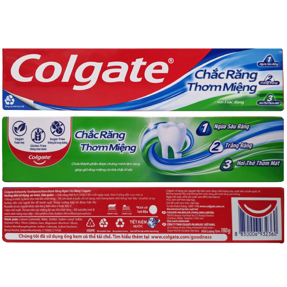 Colgate 高露潔三重防護牙膏180g(防蛀/潔白/清新) 【全成藥妝】-細節圖2