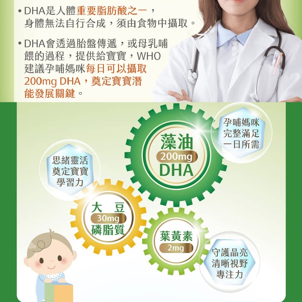 孕哺兒媽媽藻油DHA 軟膠囊60粒/盒 寶寶贏在起跑點【全成藥妝】-細節圖5