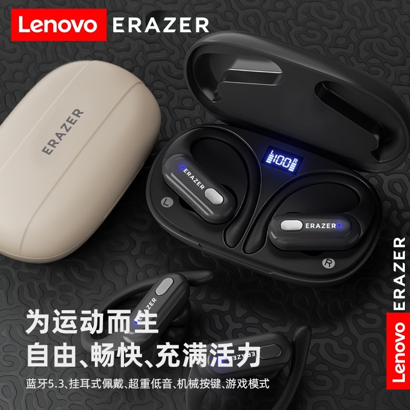 Lenovo異能者XT60pro 耳掛式真無線藍牙耳機 雙邊立體聲數字電量顯音樂運動耳機 耳掛式商務耳機 按鍵式按鈕-細節圖2