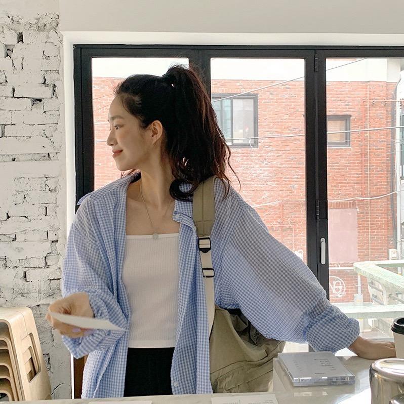 LYS - 泡泡棉紋理格子防曬襯衫-細節圖2