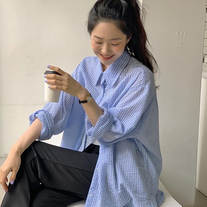 LYS - 泡泡棉紋理格子防曬襯衫-細節圖4