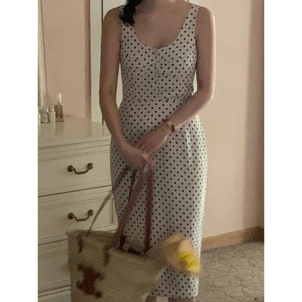 ᴷᴼᴿᴱᴬ 🇰🇷無袖點點設計長洋-細節圖2