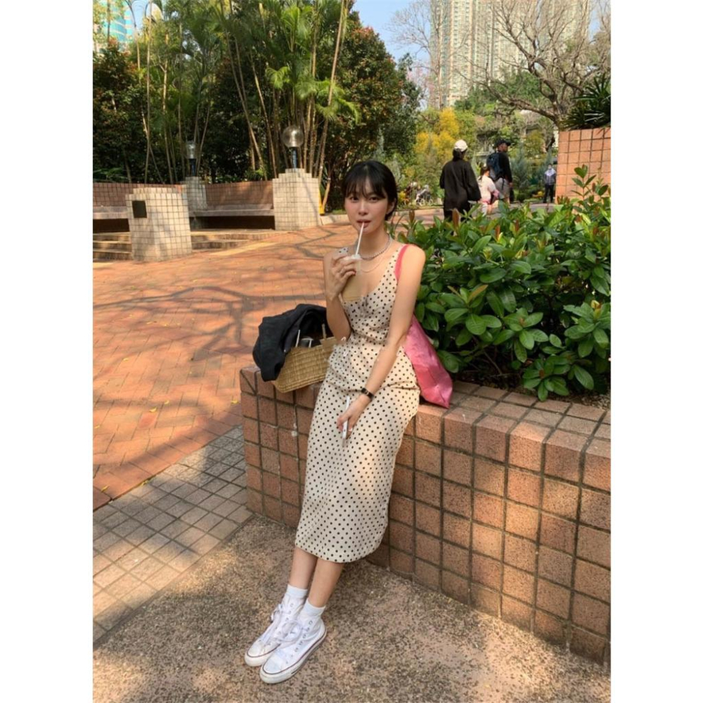 ᴷᴼᴿᴱᴬ 🇰🇷無袖點點設計長洋-細節圖6
