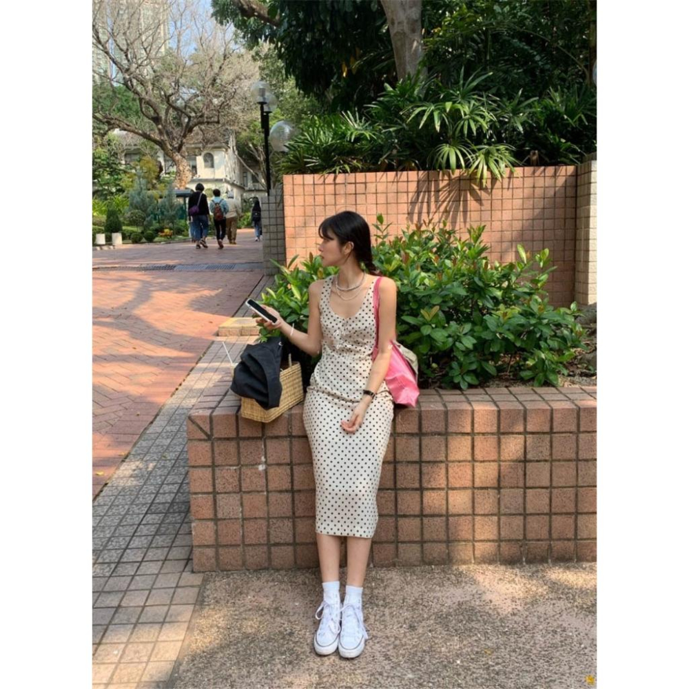 ᴷᴼᴿᴱᴬ 🇰🇷無袖點點設計長洋-細節圖8