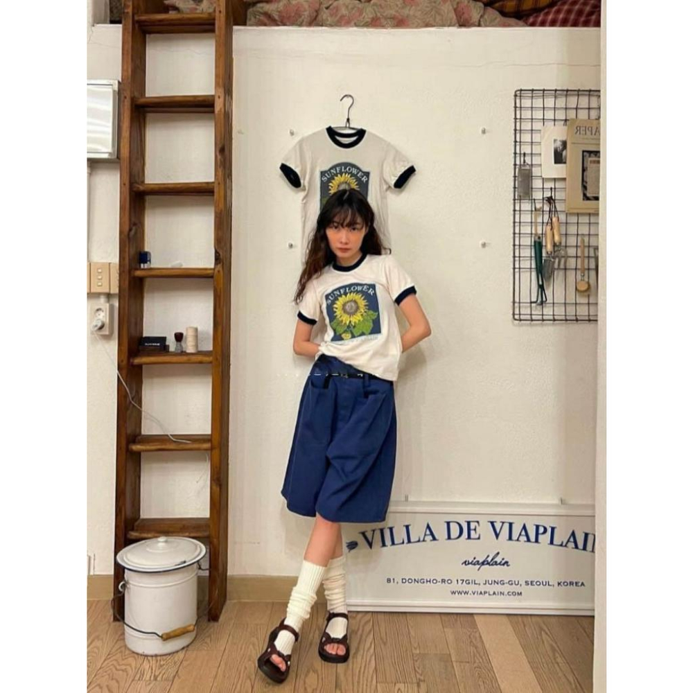 ᴷᴼᴿᴱᴬ 🇰🇷 復古撞色花朵短袖T恤-細節圖6