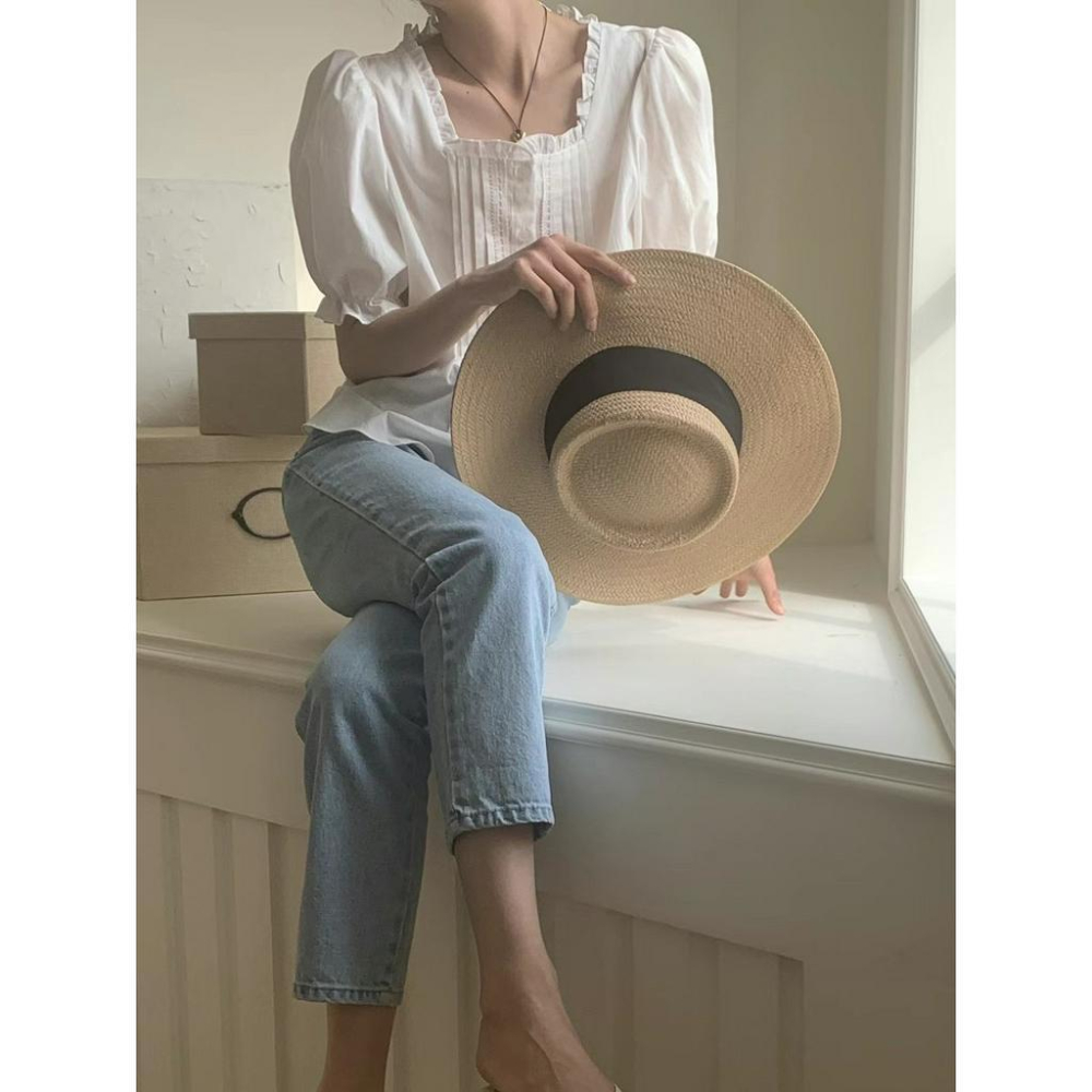 ᴷᴼᴿᴱᴬ 🇰🇷  復古壓褶短袖襯衫-細節圖2