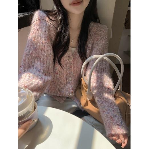 ᴷᴼᴿᴱᴬ 🇰🇷奶油粉慵懶短版針織-細節圖4