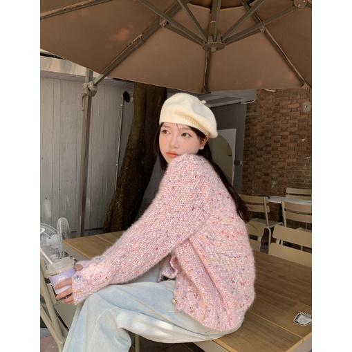 ᴷᴼᴿᴱᴬ 🇰🇷奶油粉慵懶短版針織-細節圖5