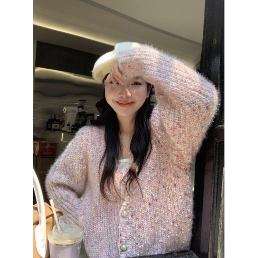 ᴷᴼᴿᴱᴬ 🇰🇷奶油粉慵懶短版針織-細節圖9