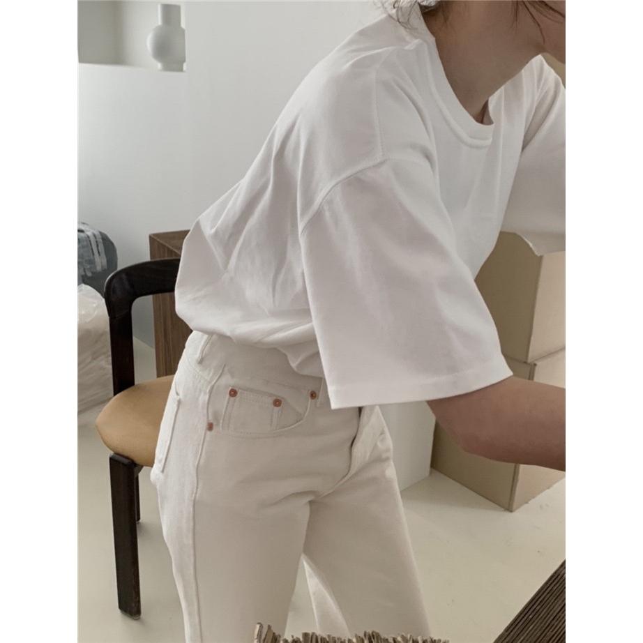 ᴷᴼᴿᴱᴬ 🇰🇷夏季圓領寬鬆短袖T恤-細節圖4