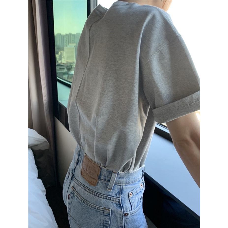 ᴷᴼᴿᴱᴬ 🇰🇷夏季圓領寬鬆短袖T恤-細節圖8