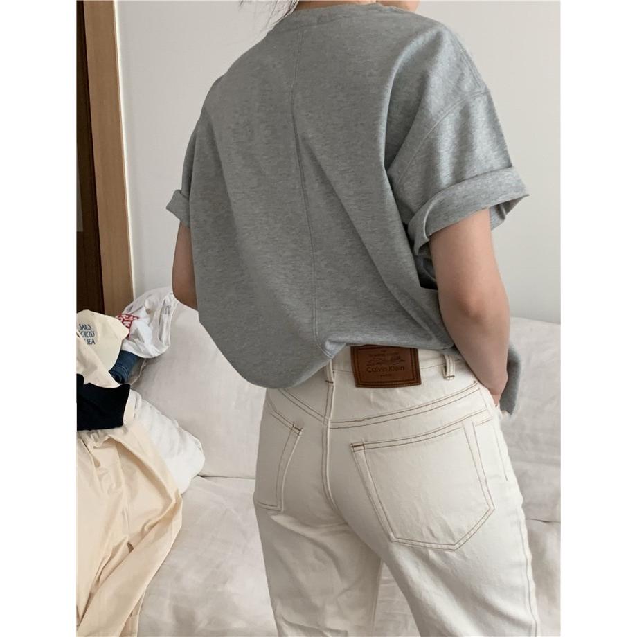 ᴷᴼᴿᴱᴬ 🇰🇷夏季圓領寬鬆短袖T恤-細節圖9